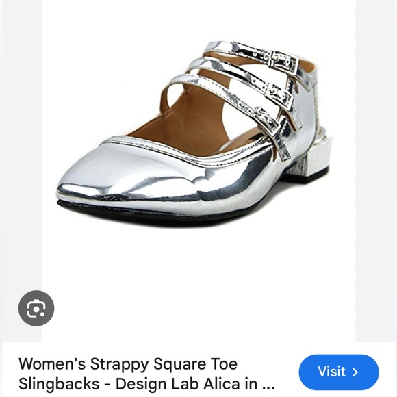 Brand New with Box Design Lab silver square toe flats size US 7.5 (fit small) - Picture 4 of 4